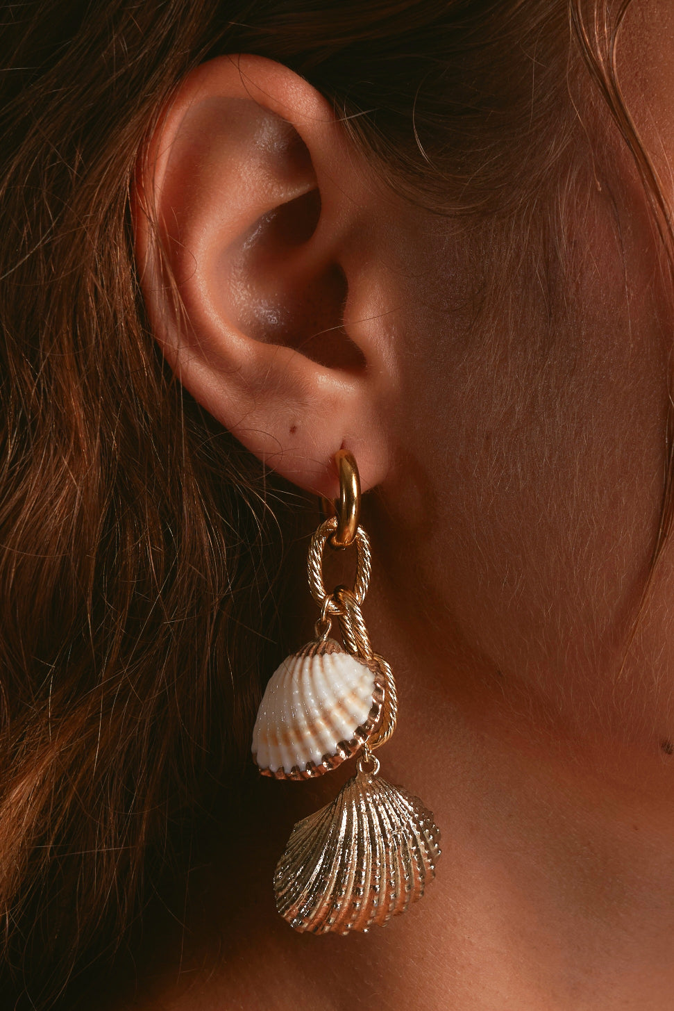 Shell Earr Milky Shell - Belly Chains, Necklaces, Earrings & More