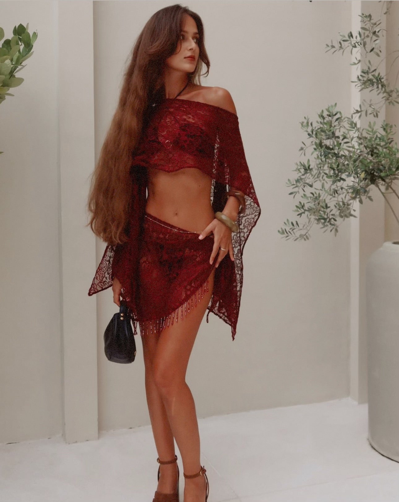 Set Brigitte Burgundy Lace