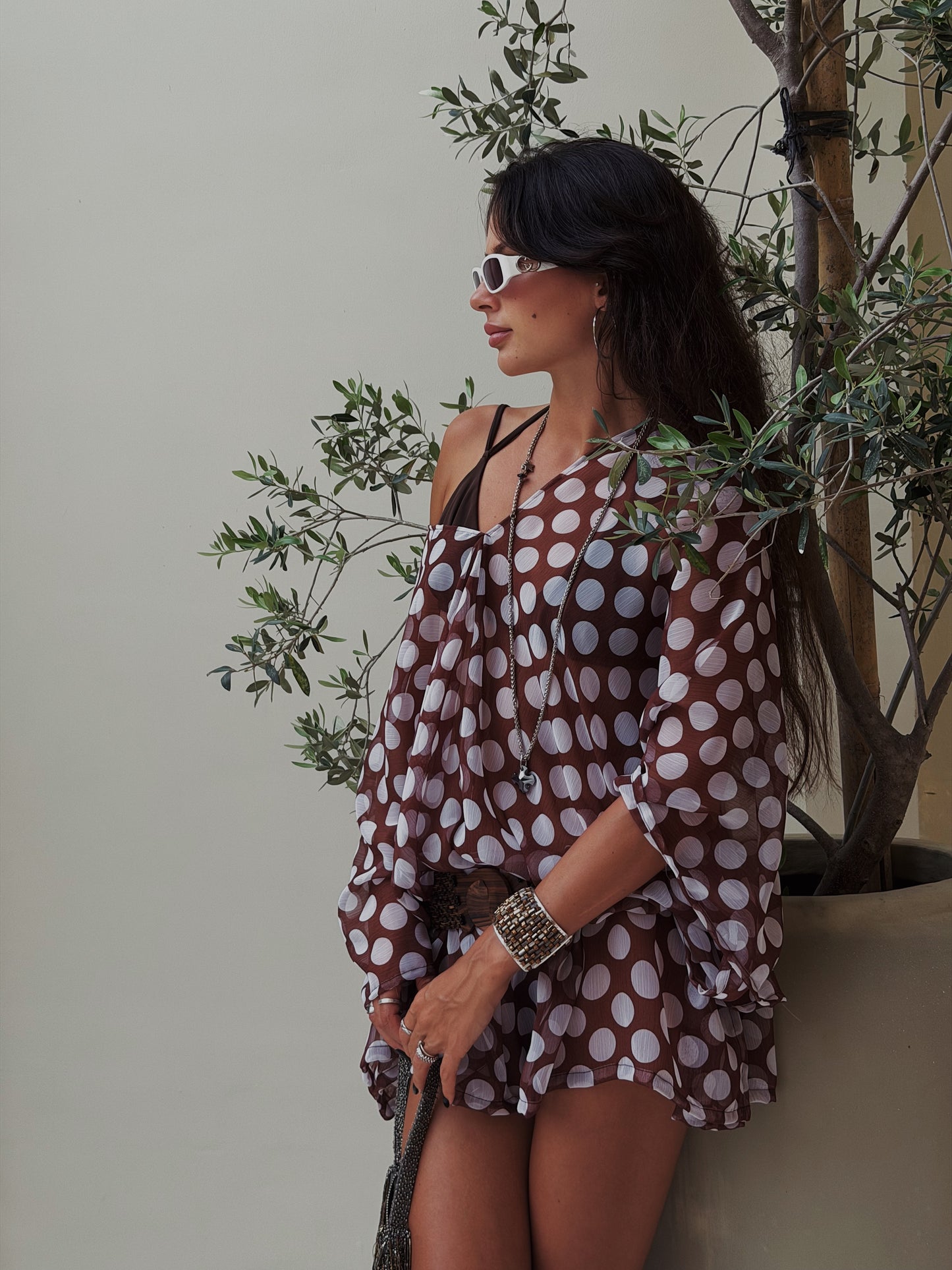 Suzanne Dress Brown Polka Dot
