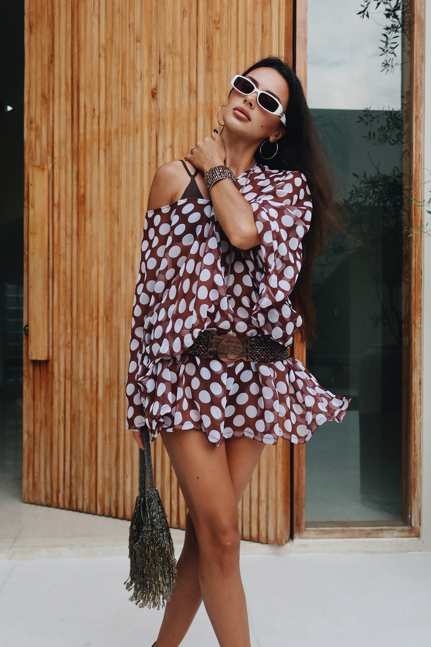 Suzanne Dress Brown Polka Dot